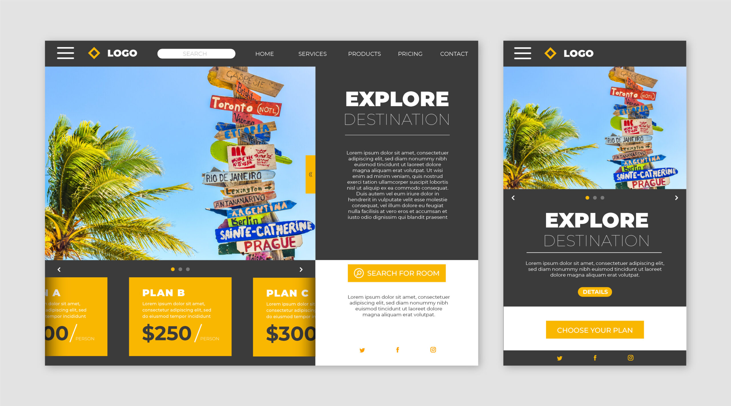 Tourism website responsive web design